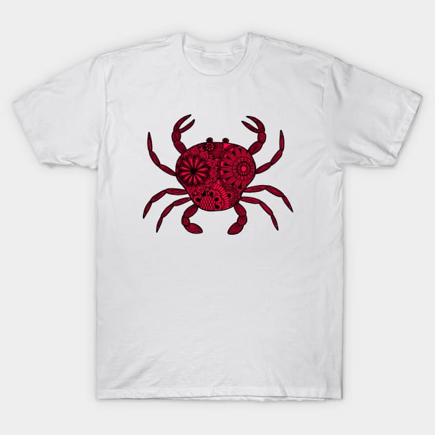 Mandala Crab (red and black) T-Shirt by calenbundalas